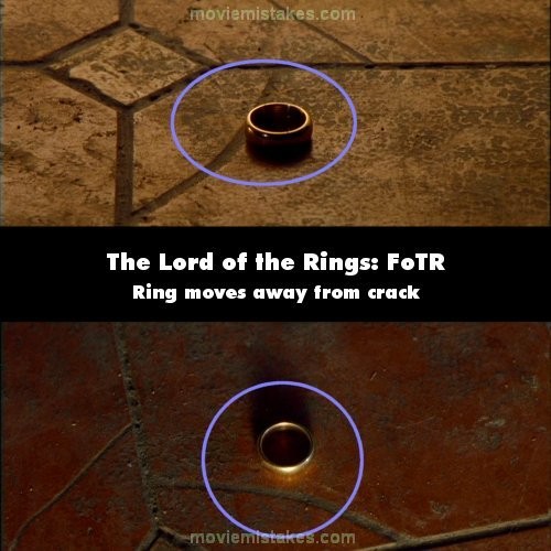Phim The Lord of the Rings: The Fellowship of the Ring (Chúa tể của những chiếc nhẫn: Hiệp hội bảo vệ nhẫn), chiếc nhẫn có chân, tự dịch chuyển vị trí